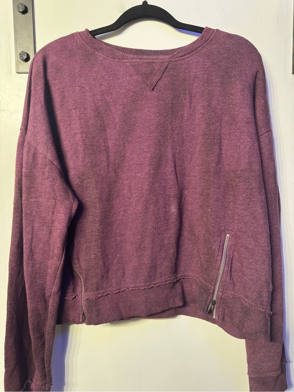 SO Plum Crewneck Pullover Slight Distressed Color Duo Style